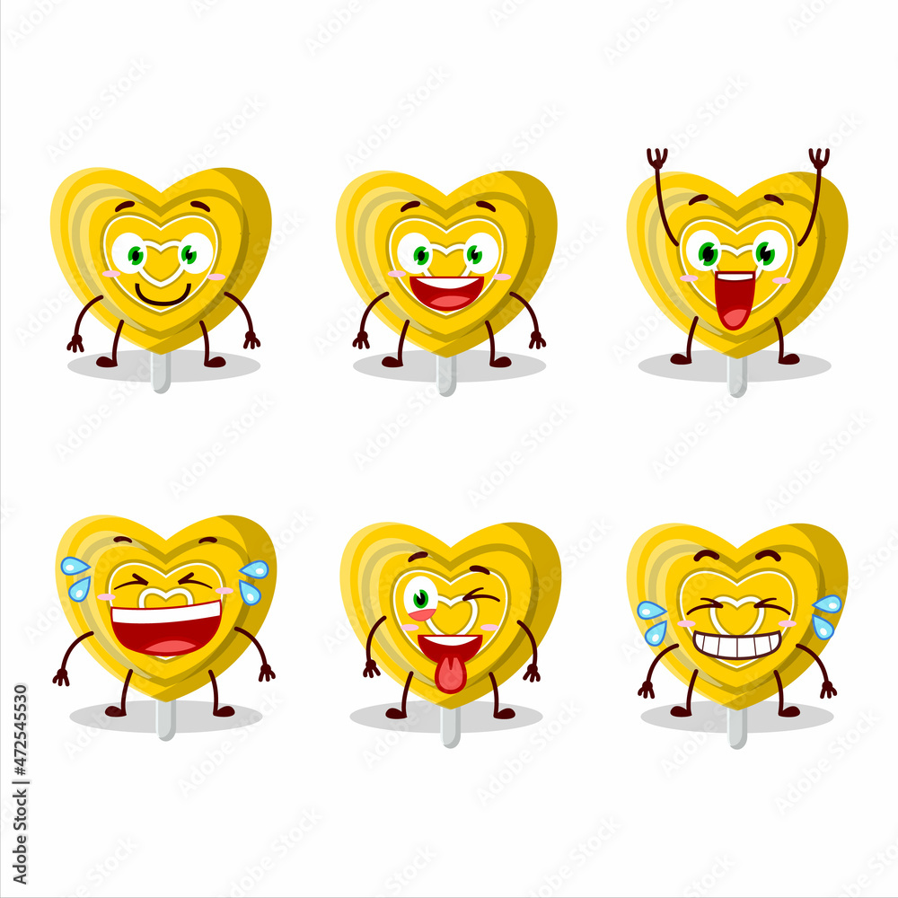 Cartoon character of yellow love candy with smile expression