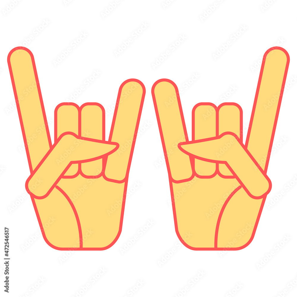 Fototapeta premium Metal flat icon. Hand gesture symbolizing metal an rock music