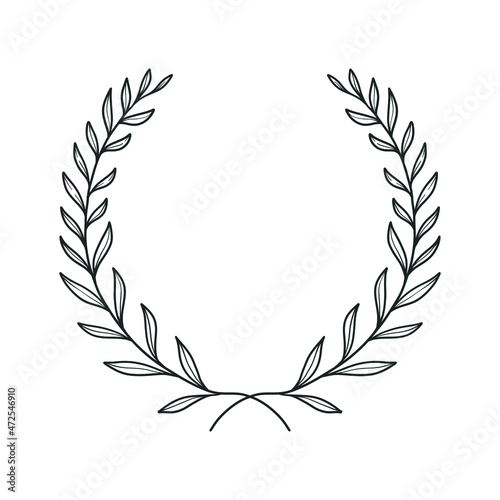 a beautiful vintage frame of floral wreath. a hand drawn illustration of leaves decoration in circle for wedding invitation, lettering, greeting card, etc.