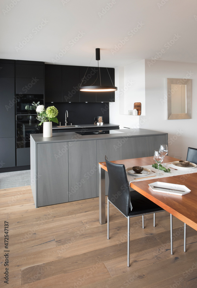 Modern open kitchen with dining room Modern open kitchen with dining room