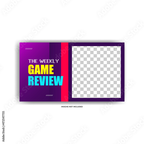 modern creative game review  social media post and web banner template for sale.