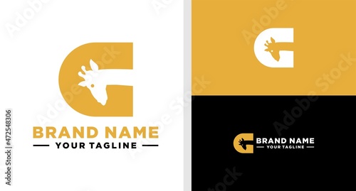 LETTER G LOGO GIRAFE NEGATIVE SPACE EDITABLE