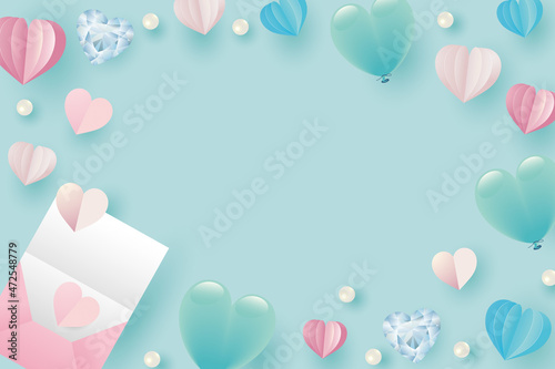 ハートモチーフが並ぶパステルカラー背景