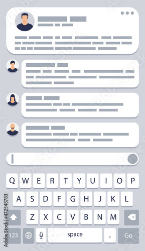 Mobile Messaging App Page with Keyboard.