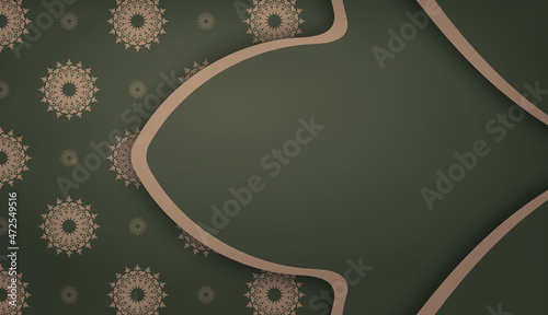 Background green with mandala brown ornament and place under your text