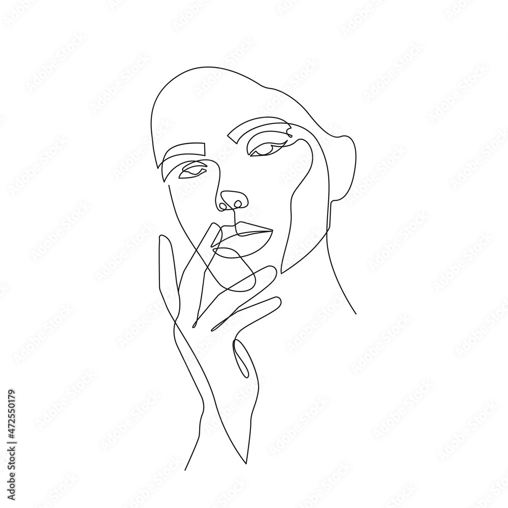 custom made wallpaper toronto digitalWoman Head Continuous One Line Vector Drawing. Style Template with Abstract Female Face. Modern Minimalist Simple Linear Style. Beauty Fashion Design 