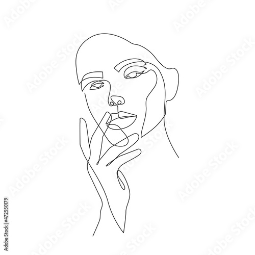 Wallpaper Mural Woman Head Continuous One Line Vector Drawing. Style Template with Abstract Female Face. Modern Minimalist Simple Linear Style. Beauty Fashion Design  Torontodigital.ca