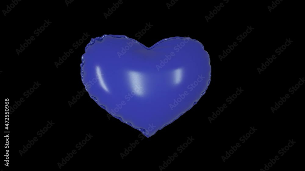 Blue heart shape ballon on black background flying in air 4k footage, Ballon background Blue heart shape ballon on black background flying in air 4k footage, Ballon background
