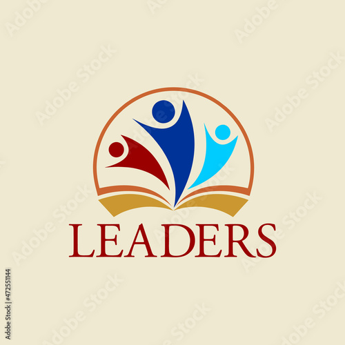 leader book education  illustration logo design