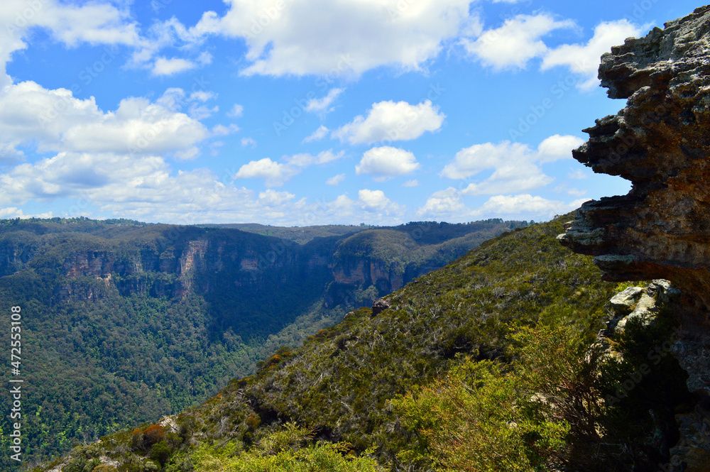 A view into the Jamison Valley from Lincolns Rock in the Blue Mountains of Australia