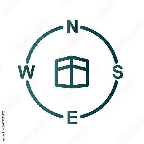 Qibla Direction Line Gradient Vector Icon Design