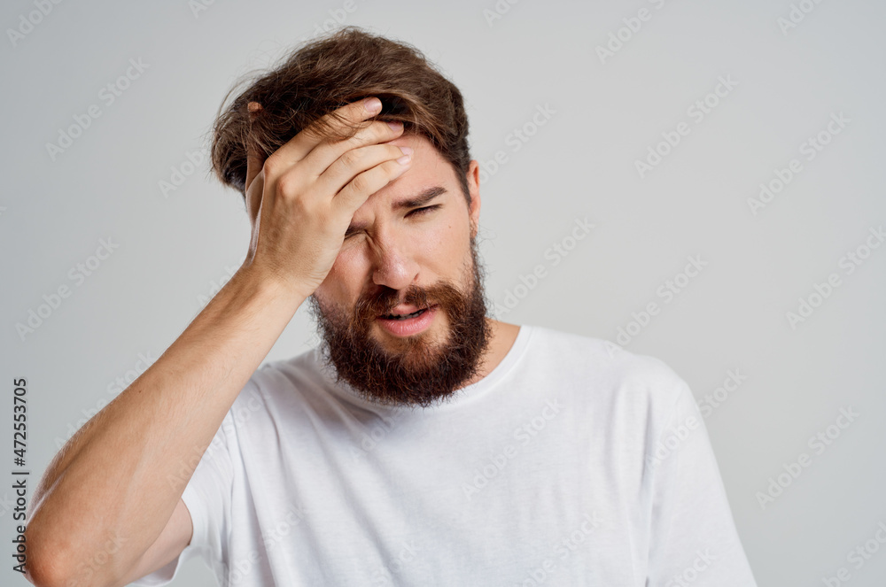 man health problems migraine stress disorder isolated background man health problems migraine stress disorder isolated background
