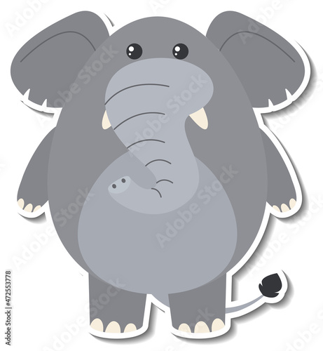 Chubby elephant animal cartoon sticker