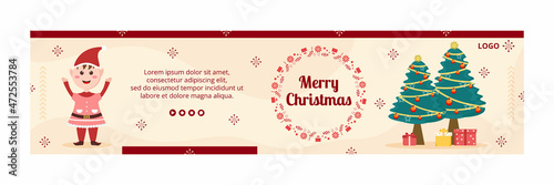 Merry Christmas Day Banner Template Flat Design Illustration Editable of Square Background Suitable for Social media, Card, Greetings and Web Internet Ads