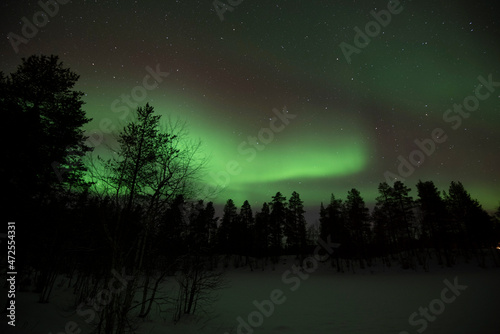 Polarlichter (Aurora Borealis) über dem Pallastunturi, Raattama, Lappland, Finnland