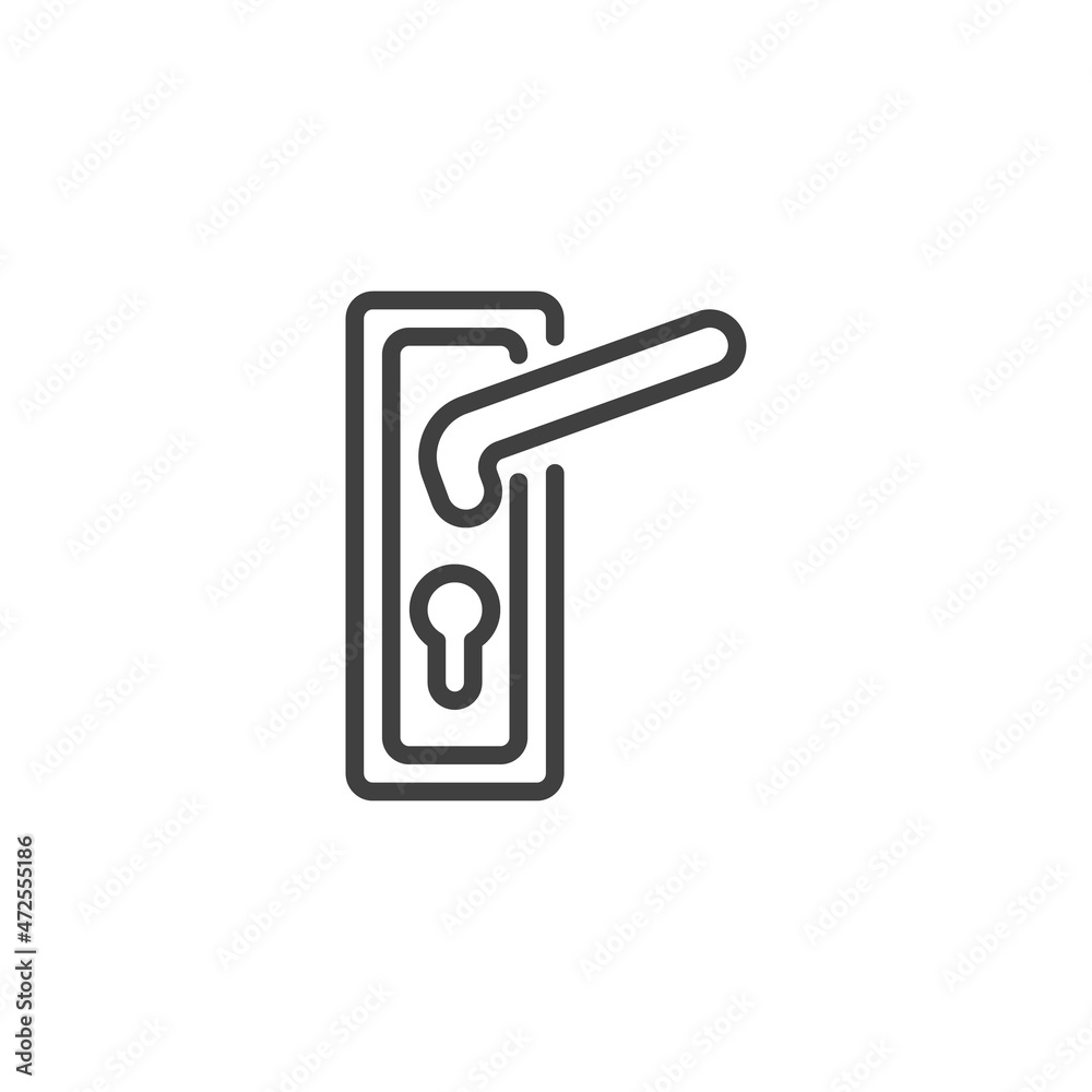 Doorknob handle line icon Doorknob handle line icon