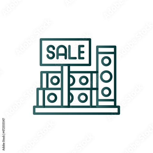 Bookshop Line Gradient Vector Icon Design