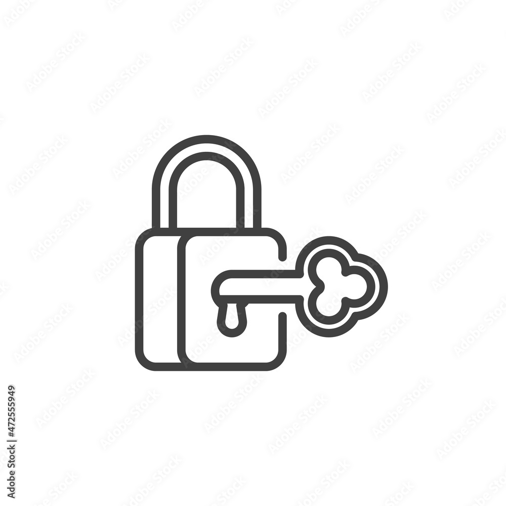 Locked padlock with key line icon Locked padlock with key line icon