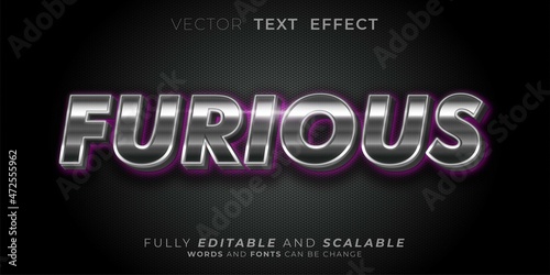 Editable text effect Movie title Furious text font style 3d concept