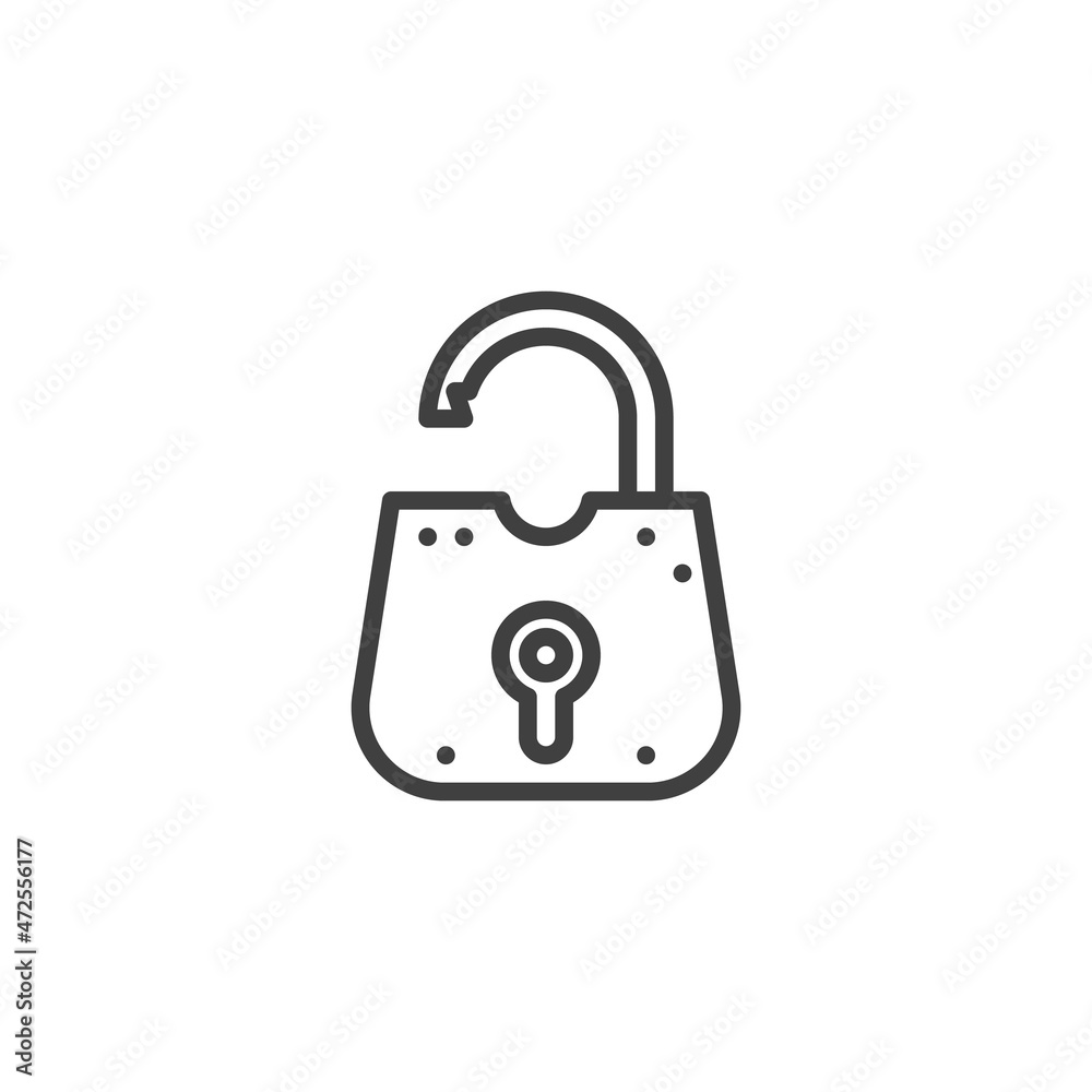 Unlocked padlock line icon Unlocked padlock line icon