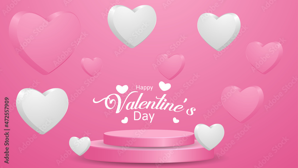 realistic happy valentine's day background in pink color