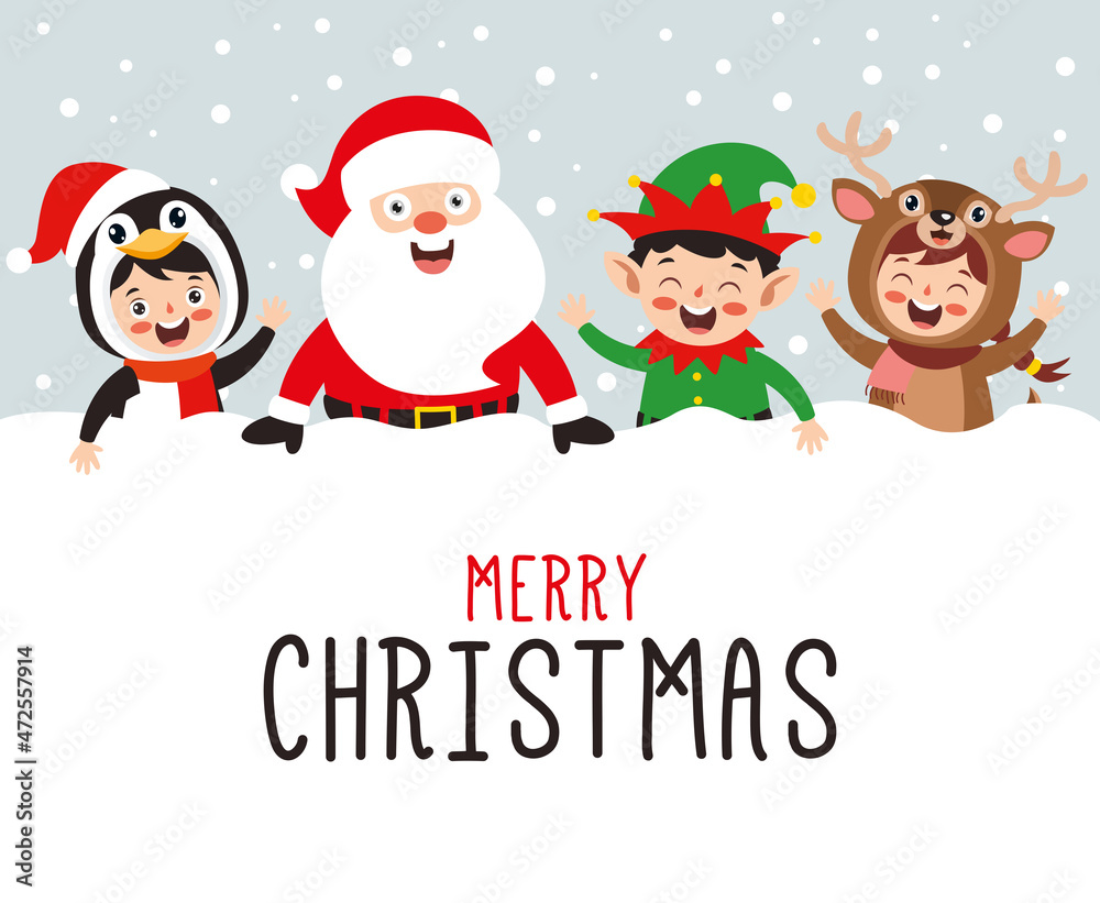 Children Celebrating New Year And Christmas Children Celebrating New Year And Christmas