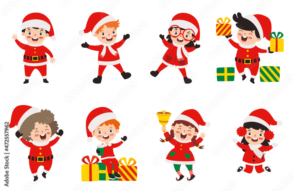 Children Celebrating New Year And Christmas Children Celebrating New Year And Christmas