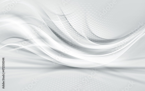 abstract background with waves, futuristic gray 3d illustration with halftone dots design