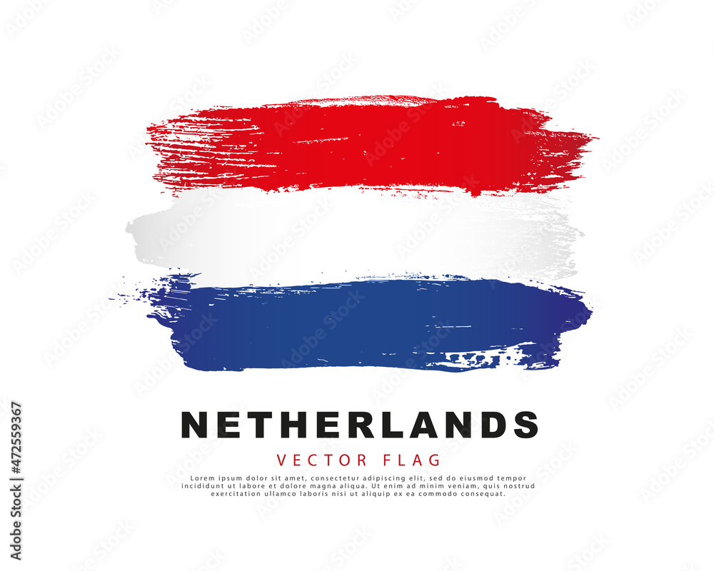 Netherlands flag. Freehand blue, white and red brush strokes. Vector illustration isolated on white background. Netherlands flag. Freehand blue, white and red brush strokes. Vector illustration isolated on white background.