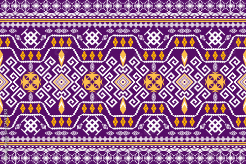 Beautiful geometric ethnic art pattern traditional. Design for carpet,wallpaper,clothing,wrapping,batik,fabric,Vector illustration. Figure tribal embroidery style.