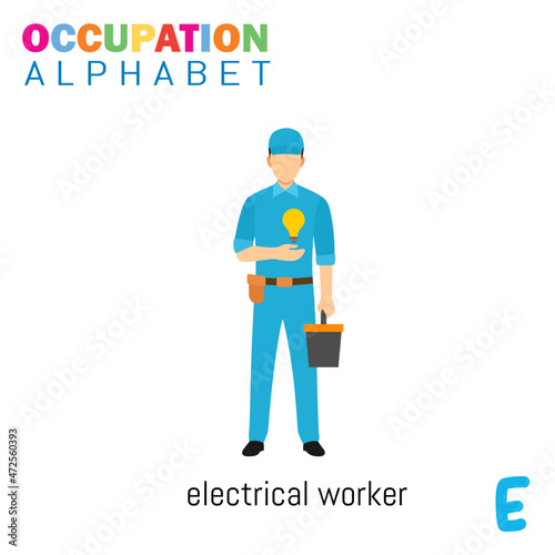 Vector Illustration of alphabet occupation with E letter. Suitable for Education purposes.
