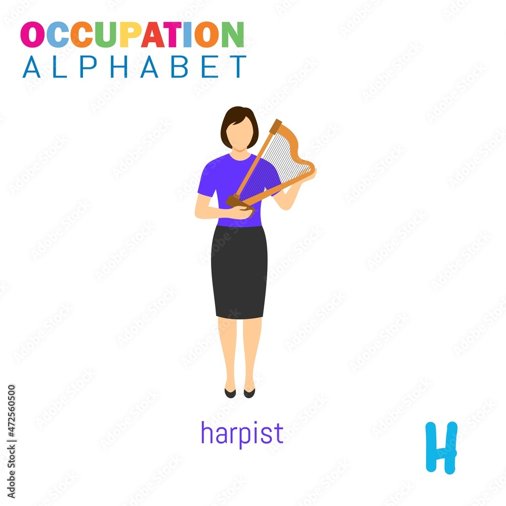 Vector Illustration of alphabet occupation with H letter. Suitable for Education purposes.