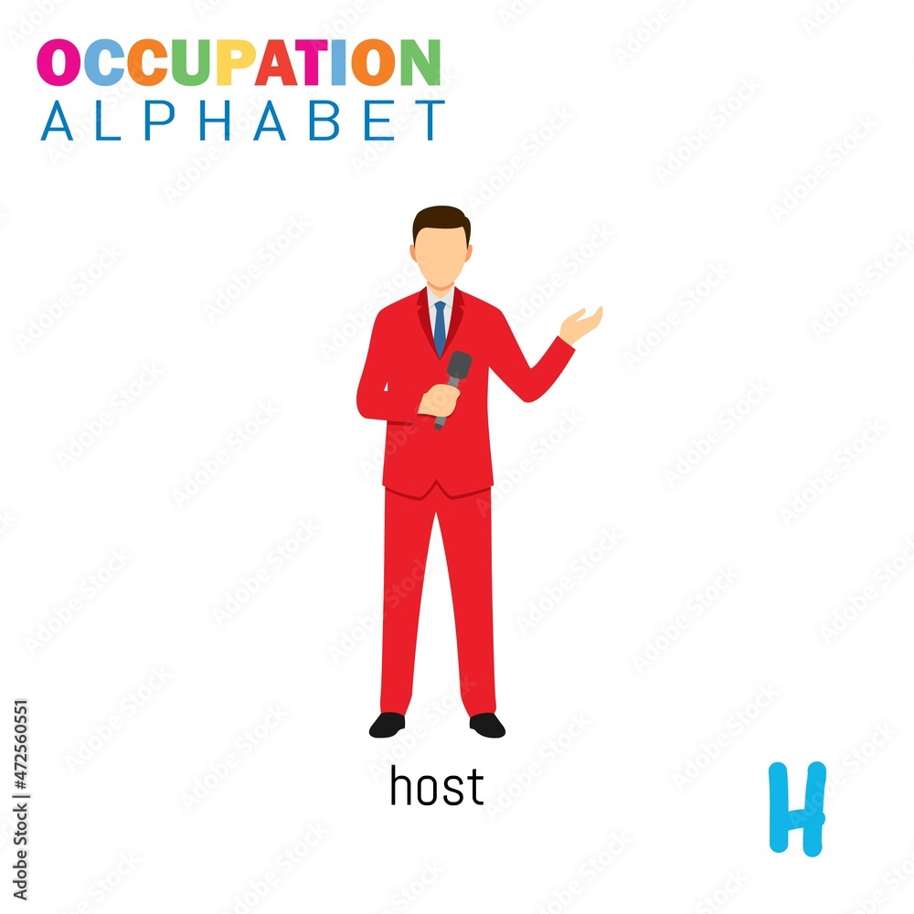 Vector Illustration of alphabet occupation with H letter. Suitable for Education purposes.