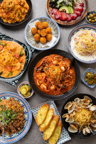 food in a restaurant top view 
