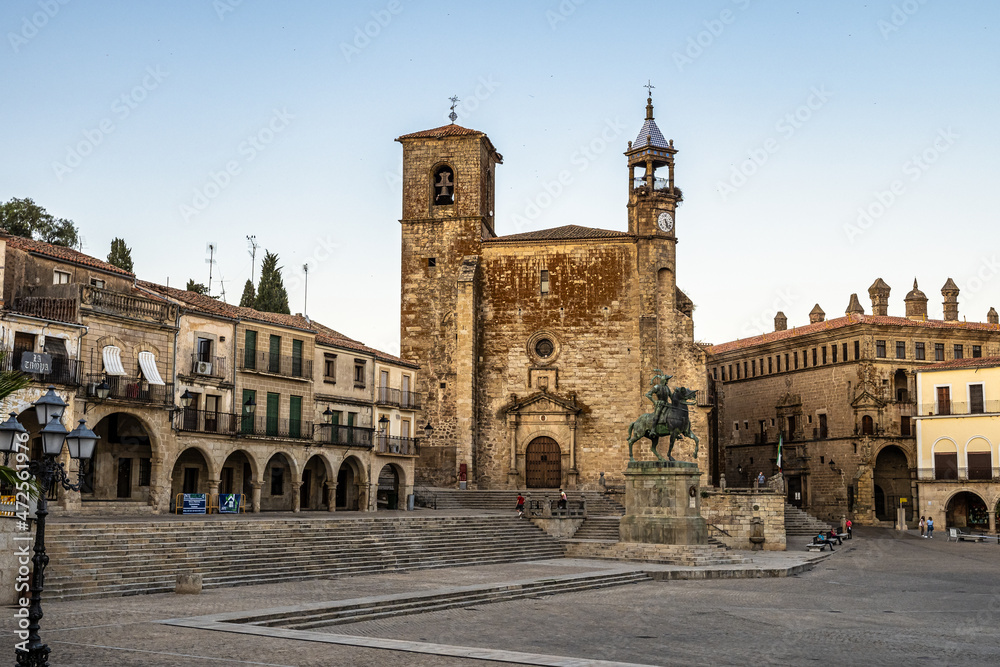 San Martin Church at the Plaza Mayor, Main Square of Trujillo. Spain.