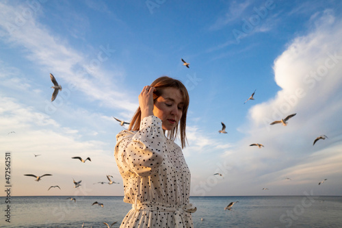 Kaliningrad, Russia. Young female on the seaside