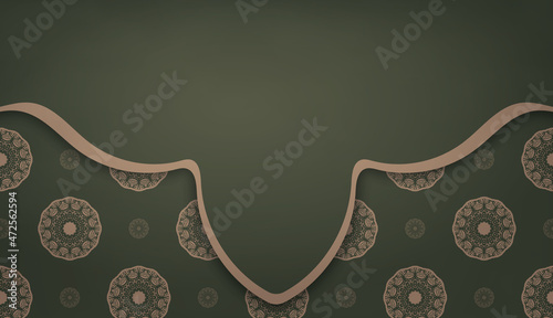 Green background with abstract brown pattern and place under your text