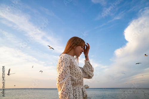 Kaliningrad, Russia. Young female on the seaside