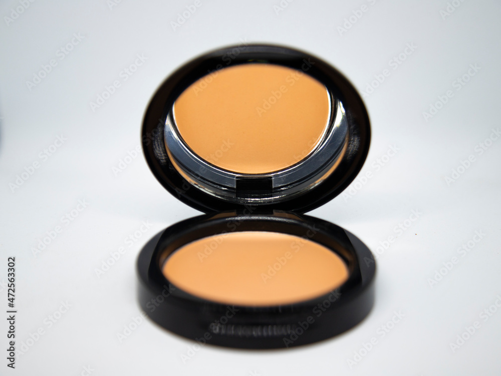 Face Make-up powder on white background. Bridal makeup powder.