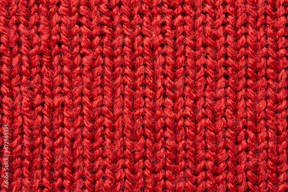 Red knitted cloth wool texture surface background