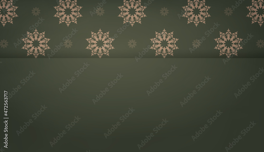 Green background with greek brown ornaments and space for text