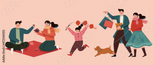 Family leisure activity set