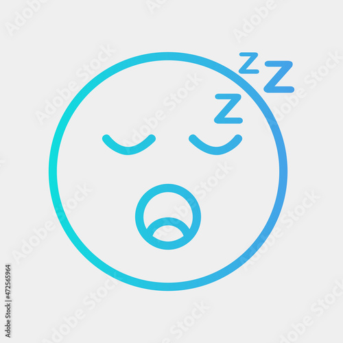 Sleep emoji icon vector illustration in gradient style, use for website mobile app presentation