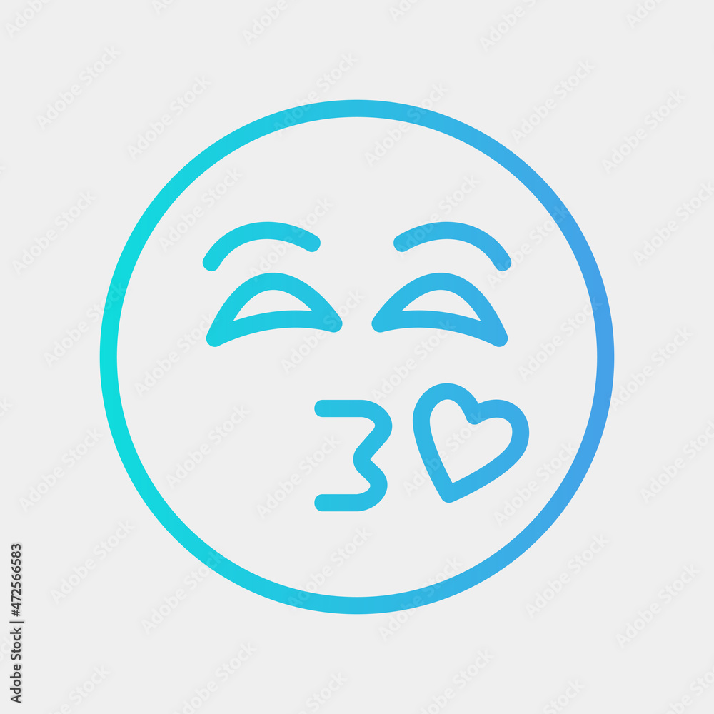 Kiss emoji icon vector illustration in gradient style, use for website mobile app presentation Kiss emoji icon vector illustration in gradient style, use for website mobile app presentation