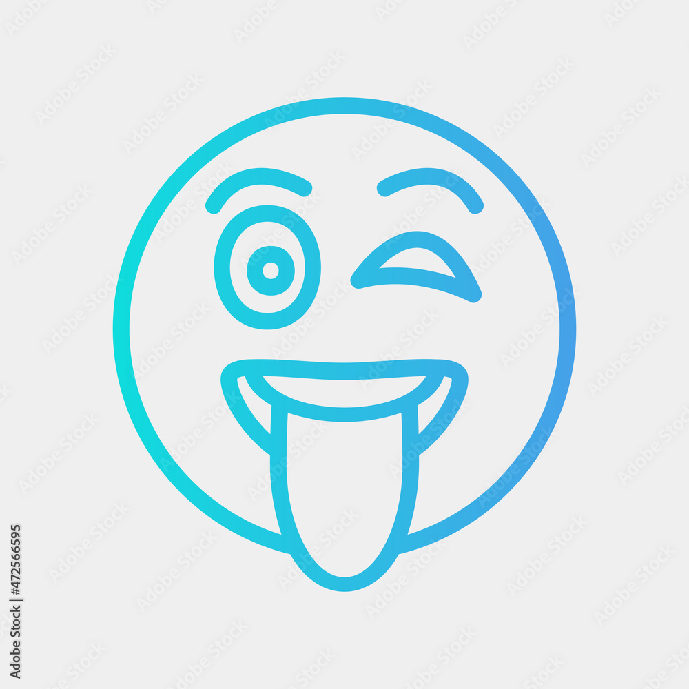 Wink emoji icon vector illustration in gradient style, use for website mobile app presentation