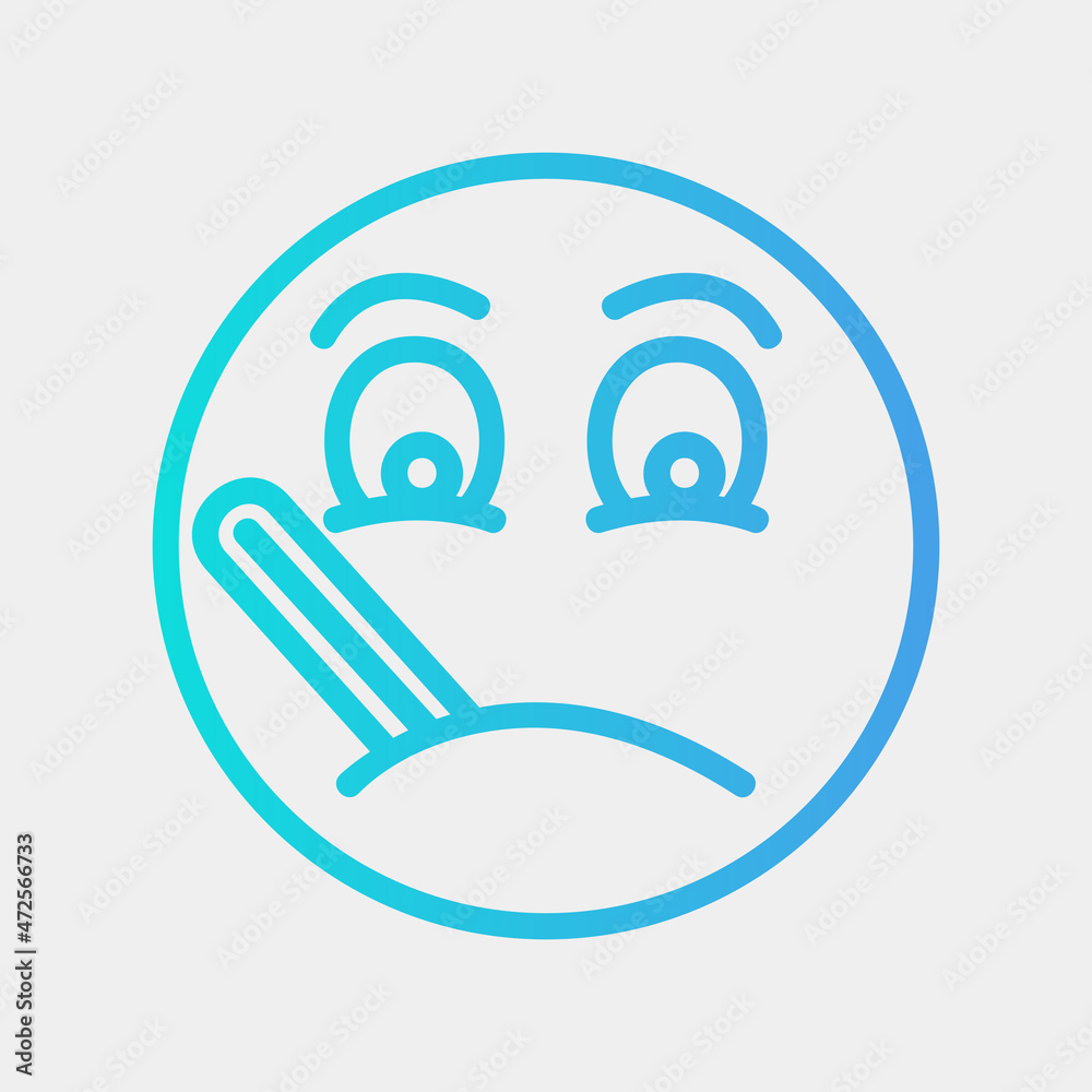 Sick emoji icon vector illustration in gradient style, use for website mobile app presentation Sick emoji icon vector illustration in gradient style, use for website mobile app presentation