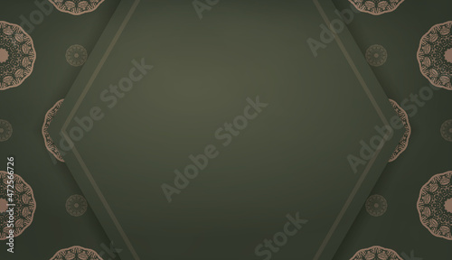 Green background with vintage brown ornament and place under your text