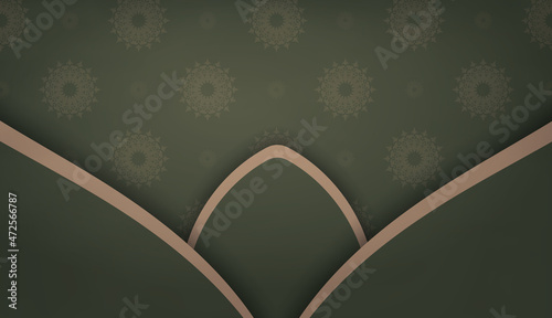 Green background with vintage brown ornament and place under your text