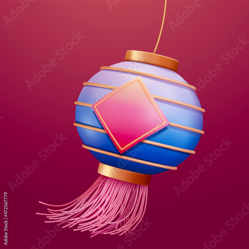 3D Chinese style blue lantern