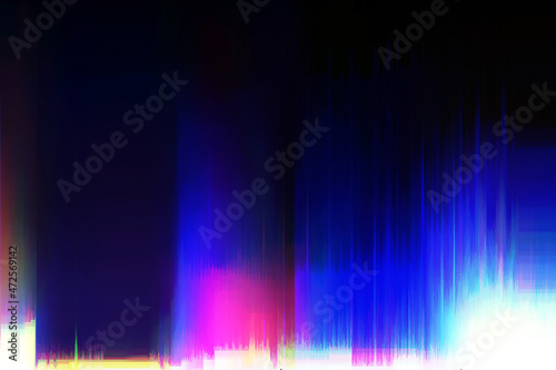 Quadro em tela Abstract blue, mint and pink background with interlaced digital Distorted Motion glitch effect